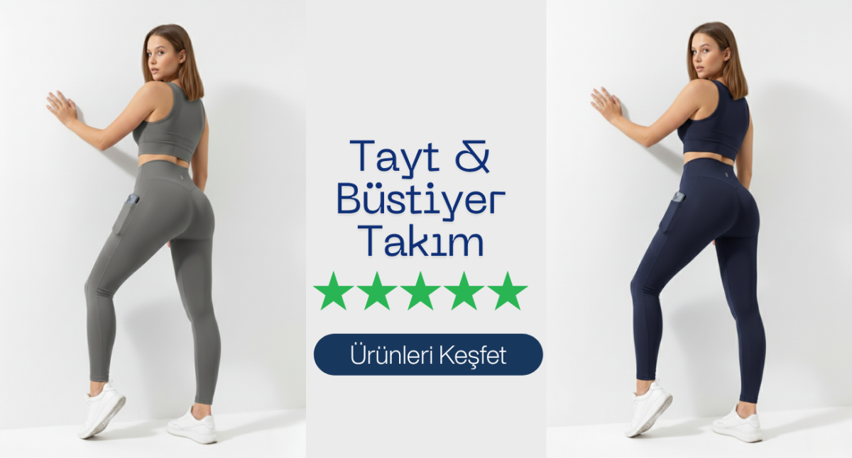 Cepli Spor Tayt ve Fermuarlı Büstiyer