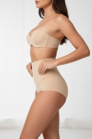 Bej Yüksek Bel Lazer Kesim Slip Külot Görünmez Kaymaz Silikonlu Ten Rengi Korse
