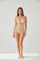 Bej Yüksek Bel Lazer Kesim Slip Külot Görünmez Kaymaz Silikonlu Ten Rengi Korse