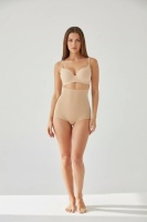 EMFURE Bej Yüksek Bel Lazer Kesim Slip Külot Görünmez Kaymaz Silikonlu Ten Rengi Korse