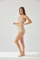 EMFURE Bej Yüksek Bel Lazer Kesim Slip Külot Görünmez Kaymaz Silikonlu Ten Rengi Korse