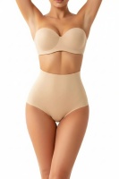 EMFURE Bej Yüksek Bel Lazer Kesim Slip Külot Görünmez Kaymaz Silikonlu Ten Rengi Korse