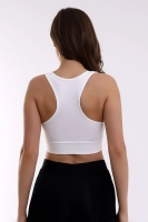 EMFURE Beyaz Crop Pedli Destekli Dolgulu Önü Fermuarlı Spor Sütyeni