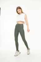 EMFURE Haki Kadın Spor Tayt Sıkılaştırıcı Toparlayıcı Yüksek Bel Tam Boy Spor Tayt