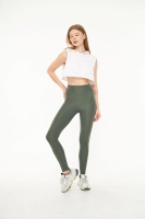 EMFURE Haki Kadın Spor Tayt Sıkılaştırıcı Toparlayıcı Yüksek Bel Tam Boy Spor Tayt