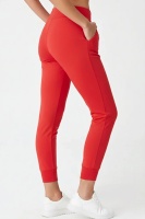 EMFURE Kadın Kırmızı Çift Cepli Yüksek Bel Lastikli Rahat Kesim Jogger Eşofman Altı