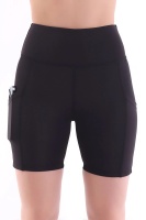 EMFURE Kadın Siyah Yüksek Bel Toparlayıcı Çift Cepli Biker Şort Kısa Spor Tayt Biker Shades