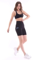 EMFURE Kadın Siyah Yüksek Bel Toparlayıcı Çift Cepli Biker Şort Kısa Spor Tayt Biker Shades