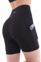 EMFURE Kadın Siyah Yüksek Bel Toparlayıcı Çift Cepli Biker Şort Kısa Spor Tayt Biker Shades