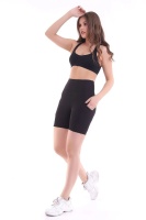 EMFURE Kadın Siyah Yüksek Bel Toparlayıcı Çift Cepli Biker Şort Kısa Spor Tayt Biker Shades