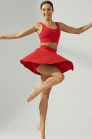 EMFURE Kırmızı Yüksek Bel Tenis ve Yoga Eteği - Çift Katmanlı Esnek Şortlu Mini Spor Etek