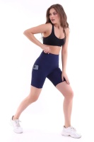 EMFURE Lacivert Kısa Tayt Cepli - Sporcu Tayt - Biker Yüksek Bel Toparlayıcı Tayt