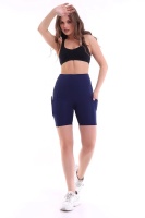 EMFURE Lacivert Kısa Tayt Cepli - Sporcu Tayt - Biker Yüksek Bel Toparlayıcı Tayt