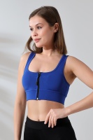 Emfure Saks Crop Pedli Destekli Dolgulu Önü Fermuarlı Spor Sütyeni Büstiyer