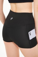 EMFURE Siyah Kadın Kısa Toparlayıcı Yüksek Bel Spor Şort
