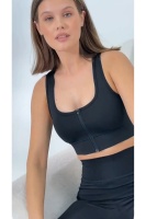 EMFURE Siyah Pedli Fermuarlı Spor Büstiyer