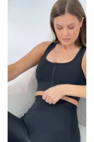 EMFURE Siyah Pedli Fermuarlı Spor Büstiyer