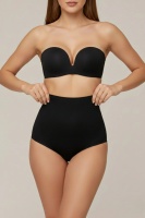 EMFURE Siyah Yüksek Bel Lazer Kesim Slip Külot Görünmez Kaymaz Silikonlu Korse