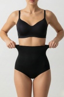 EMFURE Siyah Yüksek Bel Lazer Kesim Slip Külot Görünmez Kaymaz Silikonlu Korse