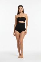 EMFURE Siyah Yüksek Bel Lazer Kesim Slip Külot Görünmez Kaymaz Silikonlu Korse