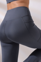 Füme Kadın Yüksek Bel Toparlayıcı Çift Cepli Ispanyol Paça Spor Tayt Bootcut Leggings
