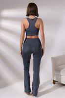 Füme Kadın Yüksek Bel Toparlayıcı Çift Cepli Ispanyol Paça Spor Tayt Bootcut Leggings