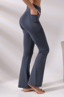 Füme Kadın Yüksek Bel Toparlayıcı Çift Cepli Ispanyol Paça Spor Tayt Bootcut Leggings