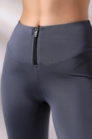 Gri Kadın Fermuarlı İspanyol Paça Spor Tayt Sıkılaştırıcı Toparlayıcı Sporcu Bootcut Leggings