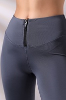 Gri Kadın Fermuarlı İspanyol Paça Spor Tayt Sıkılaştırıcı Toparlayıcı Sporcu Bootcut Leggings