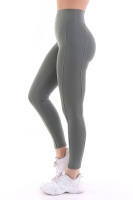 Haki Kadın Spor Tayt Çift Cepli Sıkılaştırıcı Toparlayıcı Yüksek Bel Sporcu Taytı Leggings Fitness