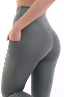 Haki Kadın Spor Tayt Çift Cepli Sıkılaştırıcı Toparlayıcı Yüksek Bel Sporcu Taytı Leggings Fitness