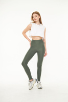 Haki Kadın Spor Tayt Sıkılaştırıcı Toparlayıcı Yüksek Bel Tam Boy Spor Tayt Leggings Fitness