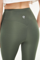 Haki Kadın Spor Tayt Sıkılaştırıcı Toparlayıcı Yüksek Bel Tam Boy Spor Tayt Leggings Fitness
