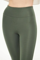 Haki Kadın Spor Tayt Sıkılaştırıcı Toparlayıcı Yüksek Bel Tam Boy Spor Tayt Leggings Fitness