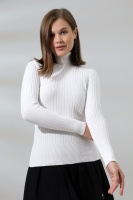 Kadın Beyaz Basic Balıkçı Yaka Triko Kazak