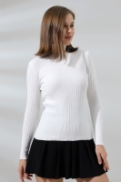 Kadın Beyaz Basic Balıkçı Yaka Triko Kazak