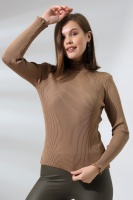 Kadın Camel Basic Yarım Balıkçı Yaka Triko Kazak