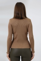 Kadın Camel Basic Yarım Balıkçı Yaka Triko Kazak