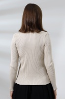 Kadın Ekru Basic Yarım Balıkçı Yaka Triko Kazak