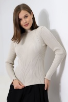 Kadın Ekru Basic Yarım Balıkçı Yaka Triko Kazak