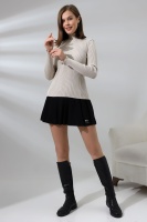 Kadın Ekru Basic Yarım Balıkçı Yaka Triko Kazak