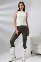 Kadın Ekru Yarım Balıkçı Yaka Kolsuz İnce Triko Kazak