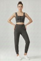 Kadın Füme Çift Cepli Yüksek Bel Lastikli Rahat Kesim Jogger Eşofman Altı