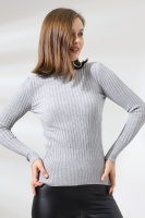 Kadın Gri Basic Balıkçı Yaka Triko Kazak