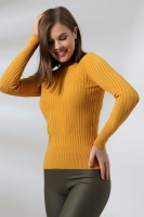 Kadın Kahve Basic Balıkçı Yaka Triko Kazak