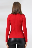 Kadın Kırmızı Basic Balıkçı Yaka Triko Kazak