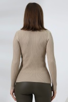 Kadın Krem Basic Balıkçı Yaka Triko Kazak