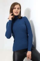 Kadın Lacivert Basic Balıkçı Yaka Triko Kazak