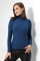 Kadın Lacivert Basic Balıkçı Yaka Triko Kazak