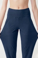 Kadın Lacivert Çift Cepli Yüksek Bel Jogger Eşofman Altı ve Fermuarlı Büstiyer Crop Alt Üst Takım